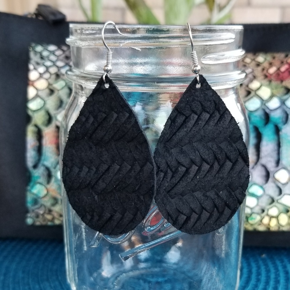 Braided leather earrings